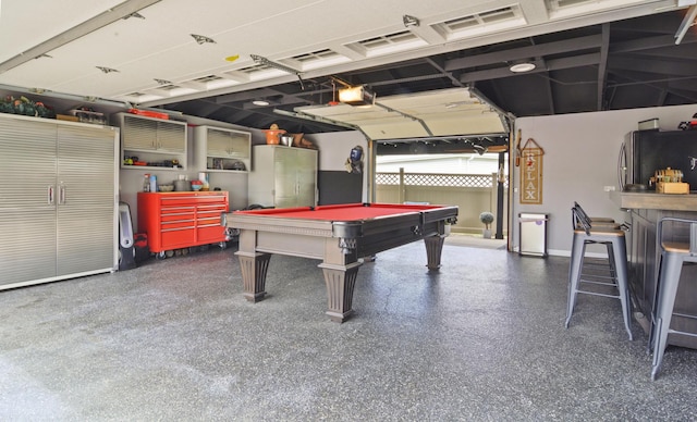 4690 W 130th Ct, Alsip, IL 60803 - recreation room with speckle patterned floor, pool table, baseboards, and a garage