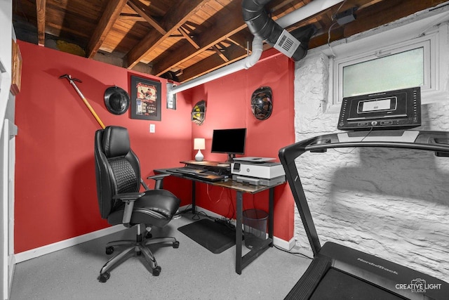 759 E Wilson St, Batavia, IL 60510 - office area featuring baseboards and wooden ceiling