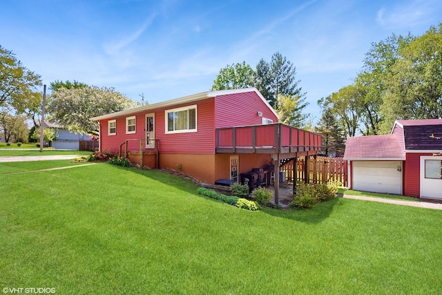 121 Northern Ter, Island Lake, IL 60042 - view of home's exterior featuring a lawn and a deck