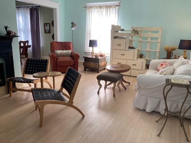 living area with light wood-type flooring