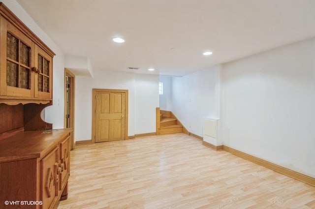 5116 N New England Ave, Chicago, IL 60656 - basement with stairway, recessed lighting, and light wood-type flooring