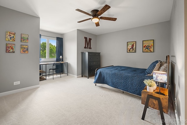 2401 Legacy Dr, Aurora, IL 60502 - carpeted bedroom with baseboards, an office area, and ceiling fan