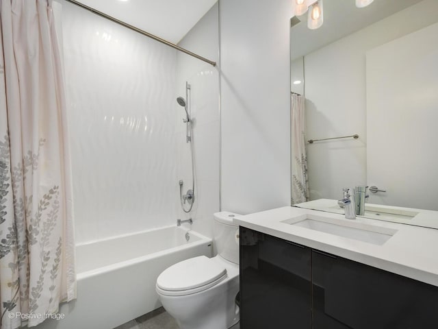 full bathroom with vanity, toilet, and shower / bath combo