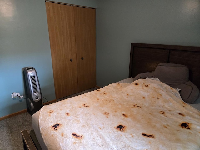 bedroom with a closet and carpet
