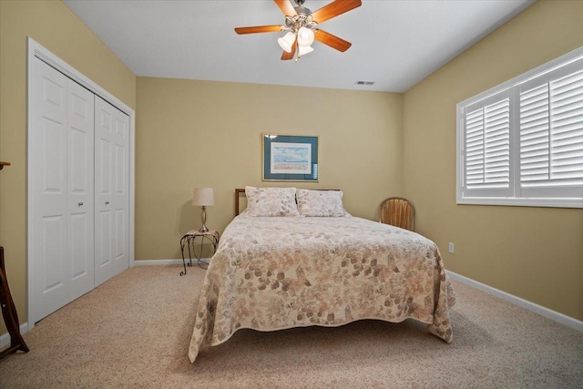1721 Partridge Pt, Normal, IL 61761 - bedroom with carpet, baseboards, a closet, and a ceiling fan