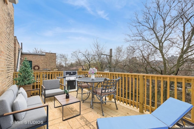 847 W Ainslie St Unit 2E, Chicago, IL 60640 - deck with outdoor lounge area, outdoor dining area, and grilling area