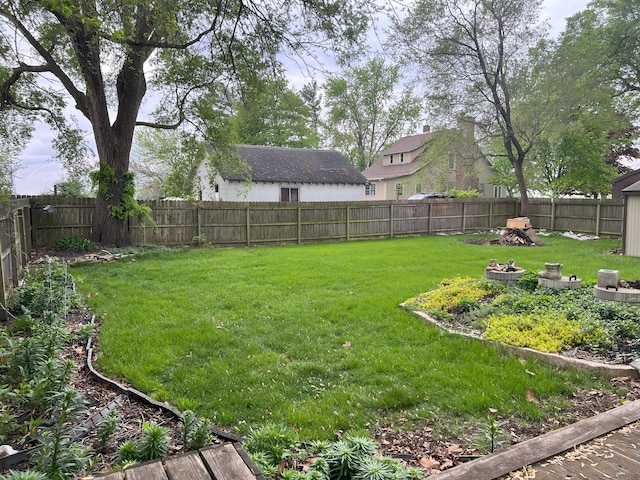 view of yard with a fenced backyard