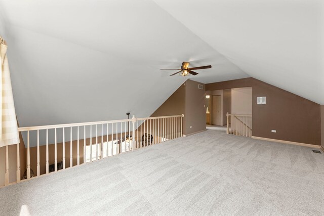 2013 Graystone Dr, Joliet, IL 60431 - bonus room with ceiling fan, vaulted ceiling, carpet floors, and baseboards
