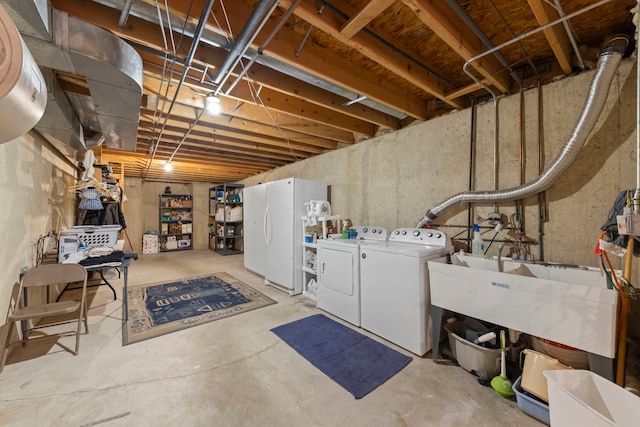 2013 Graystone Dr, Joliet, IL 60431 - unfinished basement featuring separate washer and dryer and freestanding refrigerator