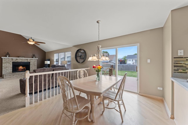 2013 Graystone Dr, Joliet, IL 60431 - dining area with a ceiling fan, healthy amount of natural light, light wood-type flooring, and vaulted ceiling