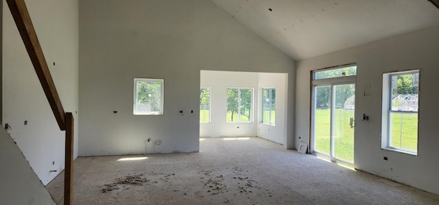 24415 W Quail Dr, Channahon, IL 60410 - empty room with high vaulted ceiling