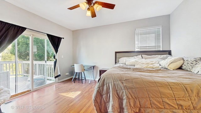 376 Willow Rd, Lakemoor, IL 60051 - bedroom featuring light wood-style floors, access to exterior, and a ceiling fan
