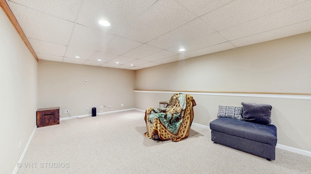 376 Willow Rd, Lakemoor, IL 60051 - sitting room featuring carpet flooring, recessed lighting, and a paneled ceiling