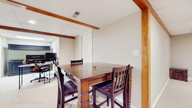 376 Willow Rd, Lakemoor, IL 60051 - dining area with carpet, a paneled ceiling, and recessed lighting