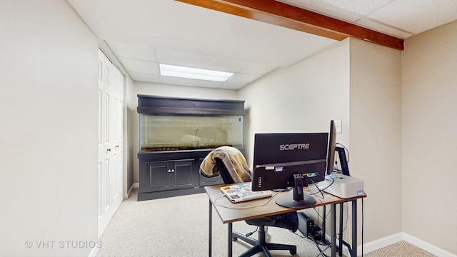 376 Willow Rd, Lakemoor, IL 60051 - office featuring a paneled ceiling and carpet flooring