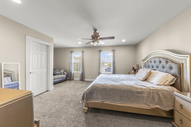 8529 Sawyer Ct, Joliet, IL 60431 - bedroom featuring carpet, recessed lighting, ceiling fan, and baseboards