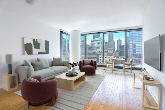 60 E Monroe St Unit 2705, Chicago, IL 60603 - living room featuring hardwood / wood-style flooring and expansive windows