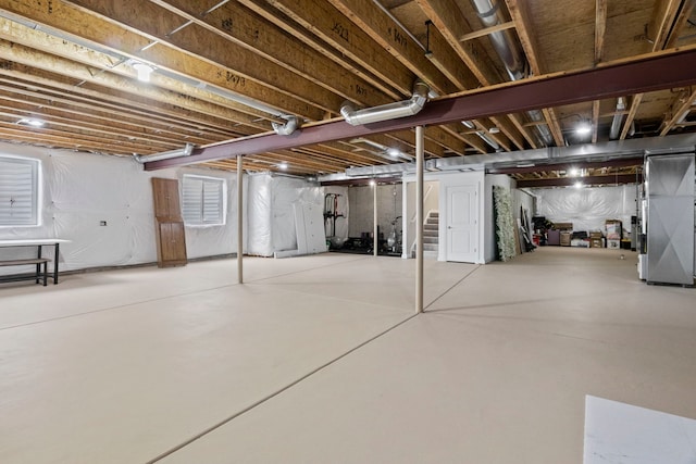 unfinished basement with heating unit