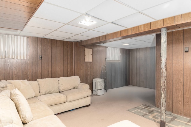 14535 University Ave, Dolton, IL 60419 - living area featuring wood walls and a drop ceiling
