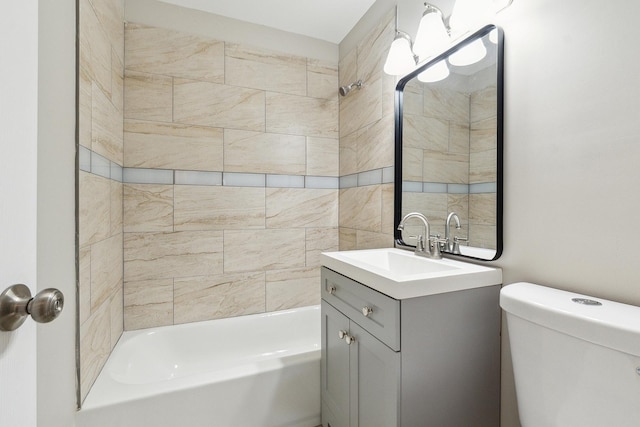 full bath featuring shower / bath combination, vanity, and toilet