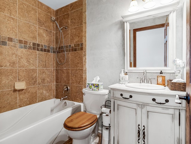 302 Delaware Dr, Bolingbrook, IL 60440 - full bath featuring vanity, toilet, shower / bath combination, and a textured wall