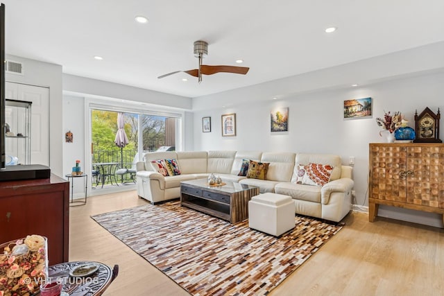 1450 Sandpebble Dr Unit 343, Wheeling, IL 60090 - living area with ceiling fan, light wood finished floors, recessed lighting, and baseboards