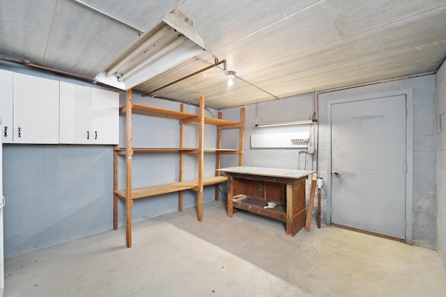 view of unfinished basement