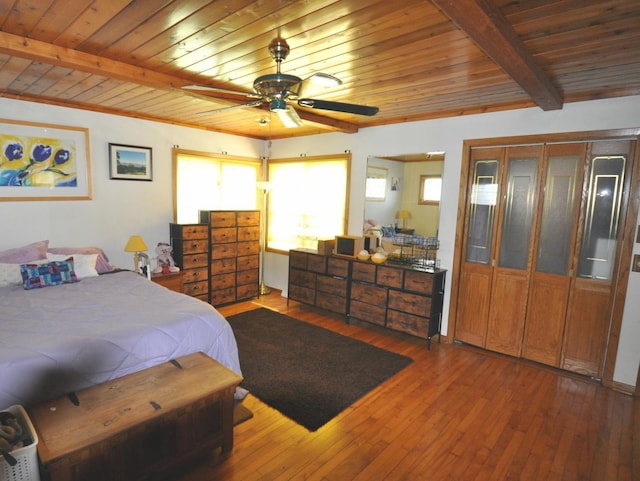 2912 Magellan Dr, Mchenry, IL 60051 - bedroom featuring wood ceiling, wood-type flooring, and beamed ceiling