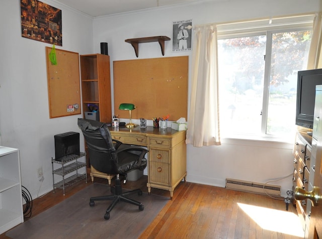2912 Magellan Dr, Mchenry, IL 60051 - office space with light wood finished floors, a baseboard radiator, and crown molding