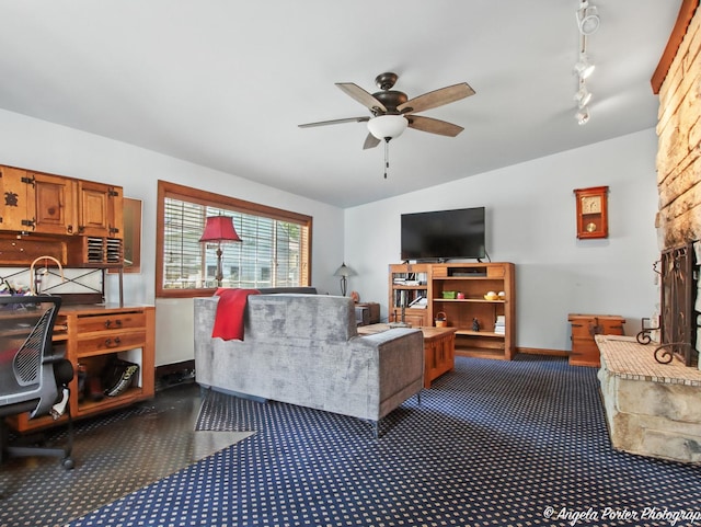2912 Magellan Dr, Mchenry, IL 60051 - living room featuring carpet flooring and ceiling fan