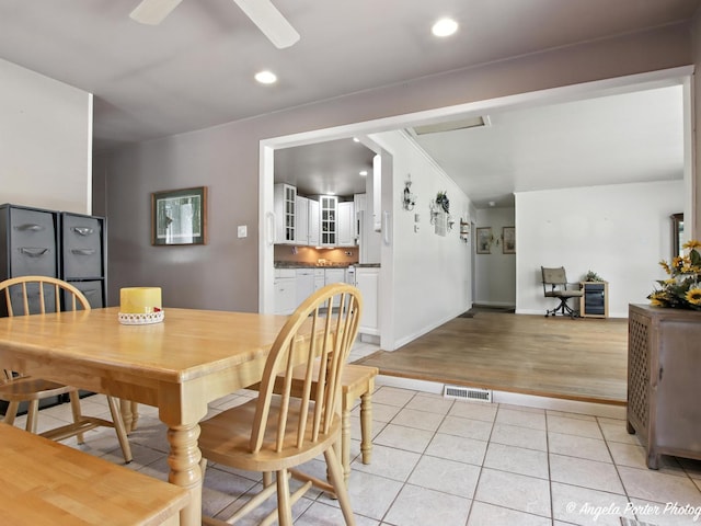 2912 Magellan Dr, Mchenry, IL 60051 - dining area with light tile patterned flooring, a ceiling fan, and recessed lighting