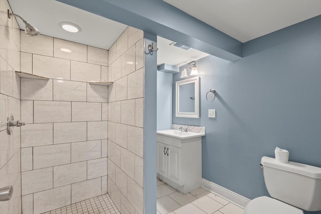 8943 S Lowe Ave, Chicago, IL 60620 - full bath featuring toilet, visible vents, a tile shower, tile patterned flooring, and vanity