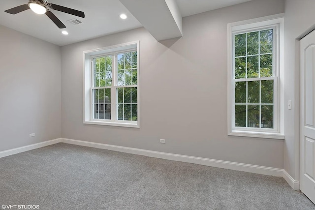 4631 S Evans Ave, Chicago, IL 60653 - empty room featuring carpet floors, baseboards, a ceiling fan, and recessed lighting