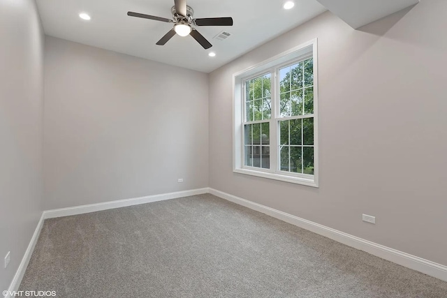 4631 S Evans Ave, Chicago, IL 60653 - unfurnished room with recessed lighting, carpet flooring, baseboards, and a ceiling fan