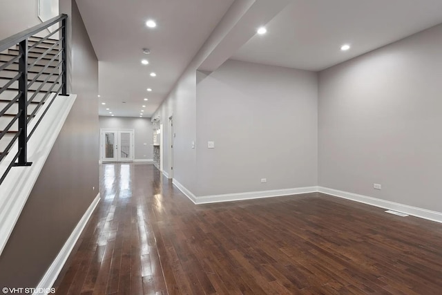 4631 S Evans Ave, Chicago, IL 60653 - hallway featuring dark wood-style floors, baseboards, and recessed lighting