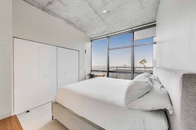 235 W Van Buren St Unit 3414, Chicago, IL 60607 - bedroom with a wall of windows and a closet