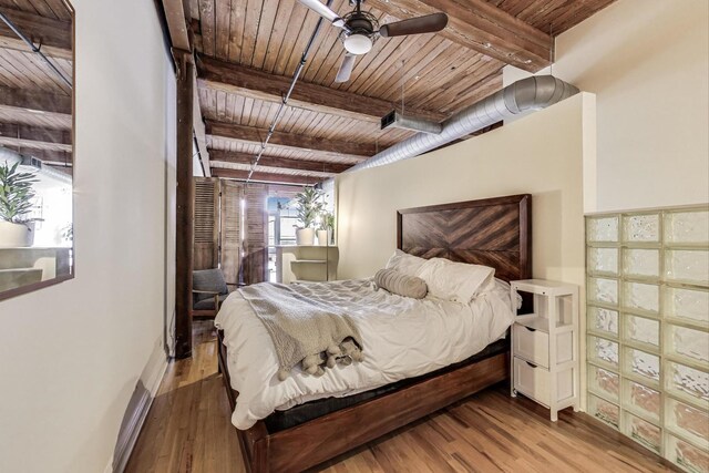 1000 W Washington Blvd Unit 342, Chicago, IL 60607 - bedroom with wood ceiling, beamed ceiling, and wood finished floors