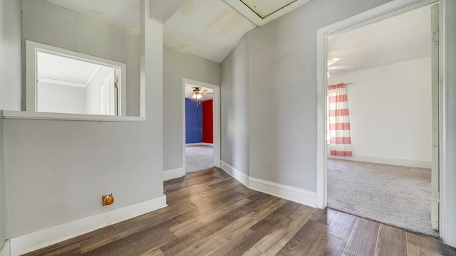 630 Willett Ave, Dixon, IL 61021 - corridor with wood finished floors, attic access, and baseboards