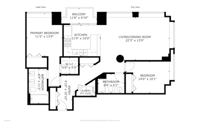 233 E 13th St Unit 2209, Chicago, IL 60605 - floor plan / room layout