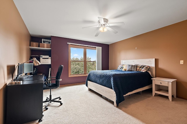 12318 W Donegal Ln, New Lenox, IL 60451 - bedroom with carpet flooring, an office area, ceiling fan, and baseboards
