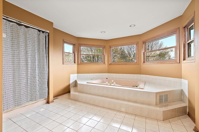 12318 W Donegal Ln, New Lenox, IL 60451 - full bathroom featuring a bath, tile patterned flooring, baseboards, and recessed lighting