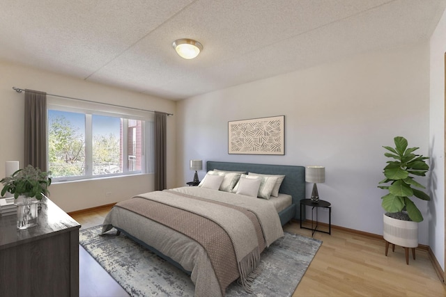 6560 W Diversey Ave Unit 412D, Chicago, IL 60707 - bedroom featuring light wood-style flooring, baseboards, and a textured ceiling