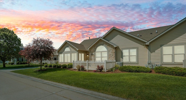 view of front of property featuring stone siding