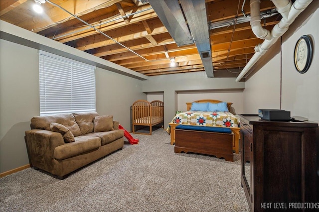 bedroom with carpet