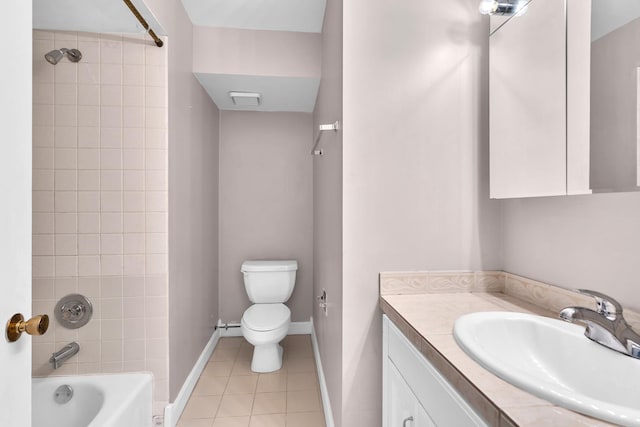 503 Mchenry Rd Unit 2A, Wheeling, IL 60090 - bathroom featuring toilet, visible vents, tile patterned floors, vanity, and shower / washtub combination