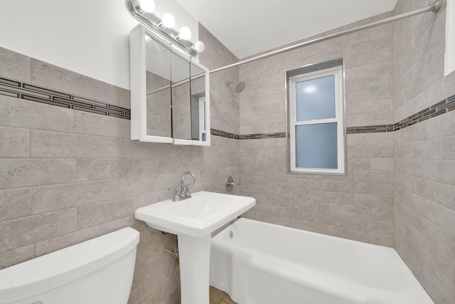 2720 S Christiana Ave, Chicago, IL 60623 - full bath with toilet, tub / shower combination, and tile walls