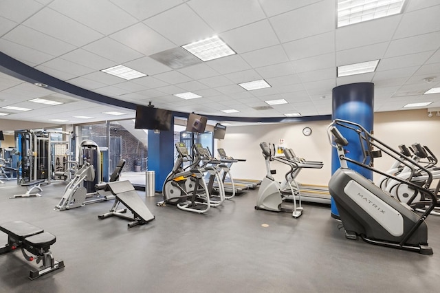 260 E Chestnut St Unit 1706, Chicago, IL 60611 - workout area featuring a paneled ceiling