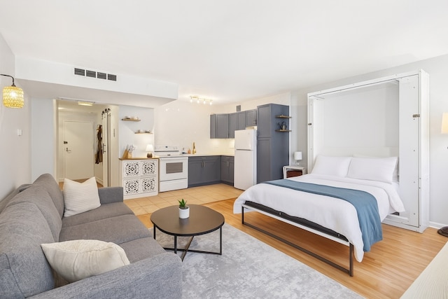 260 E Chestnut St Unit 1706, Chicago, IL 60611 - bedroom featuring freestanding refrigerator and light wood finished floors