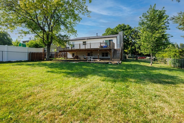 107 Regal Dr, Normal, IL 61761 - rear view of property featuring stairway, a deck, and a fenced backyard
