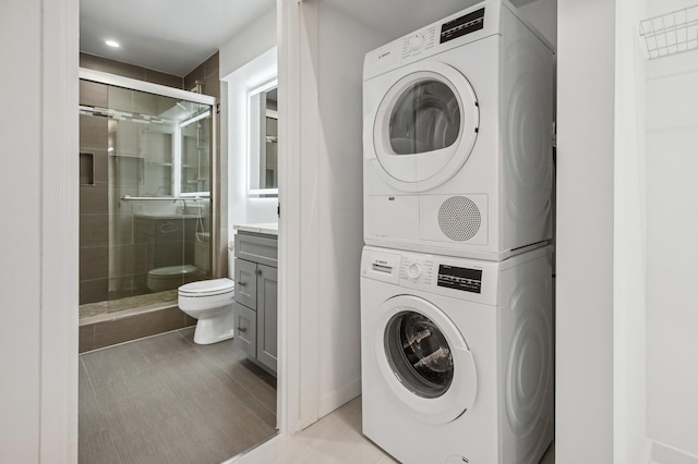 345 N Canal St Unit 1003, Chicago, IL 60606 - washroom with stacked washing machine and dryer